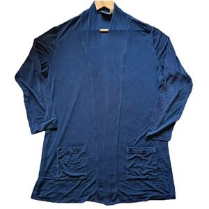 Chico's Travelers Women's Classic Long Knit Cardigan Jacket Navy Size 3 16/18